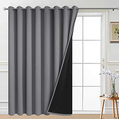 Yakamok Grey 100% Blackout Patio Door Curtain Panels W100 x L84, 1 Panel by Yakamok
