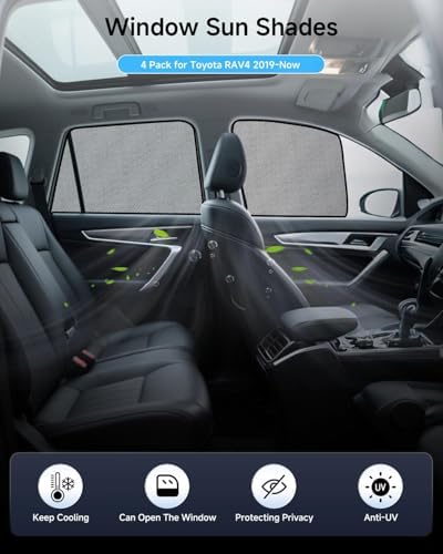 Car Window Shade for Toyota RAV4 2019-Now, 4 Pack Magnetic Mesh Sun Shades for - Image 2