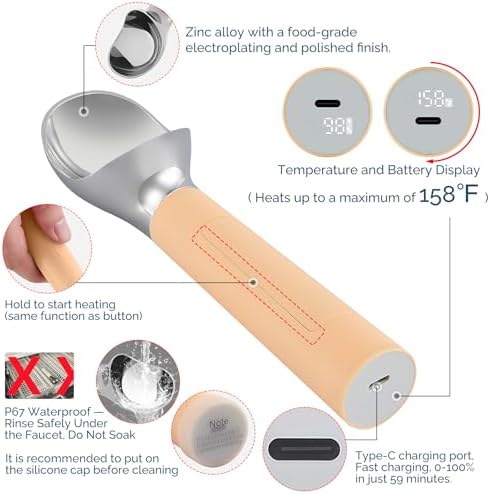 Heated Ice Cream Scoop Rechargeable, Electric Warming Ice Cream Scooper - Image 3