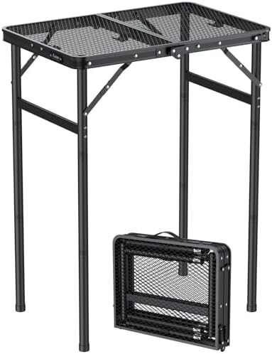 Anbte 2ft Folding Camping Grill Table Max 29.5", 3 Adjustable Height by Anbte