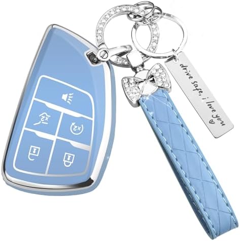 for Chevy Key Fob Cover, 5 Button TPU Protection Case by HEKBRYN