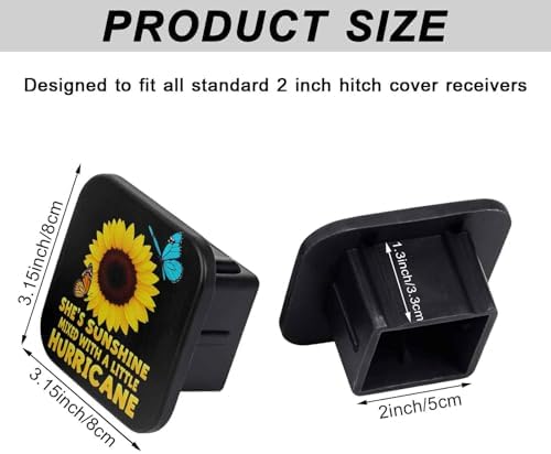 2 Inch Sunflower Butterfly Trailer Hitch Cover Rubber Receiver Tube Plug Cap - Image 2