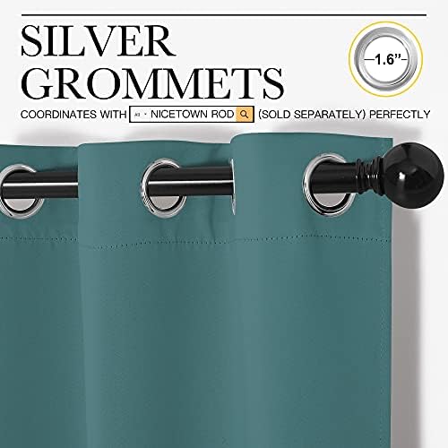 NICETOWN Bedroom Blackout Curtain Panels, 1 Pair, 55 by 68-inch, Sea Teal - Image 3