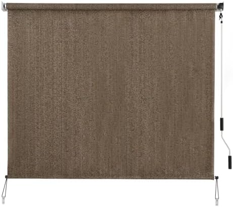 Outdoor Sunshade Roller Shade 8'W x 6'H, Exterior Cordless Roll Up Shades Blinds by SMONTER