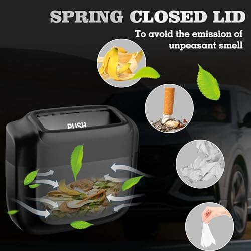 1 Pack Car Trash Can with Lid, Built-in Storage Garbage Bag - Image 3
