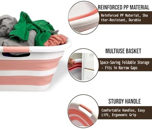 SAMMART 40L Set of 2 Collapsible Plastic Laundry Hamper - Image 4