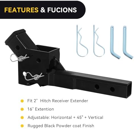 Fullwatt Folding 2" Trailer Hitch Adapter Hitch Extender - Image 5