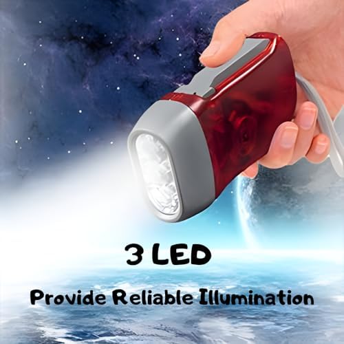 Guyuyii 4 Pack Hand Crank Flashlight Features 3-LED and Wrist Straps - Image 4