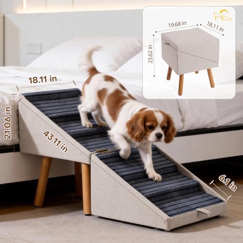 Dog Stairs for Small Dogs Foldable Dog Steps for High Bed - Image 2