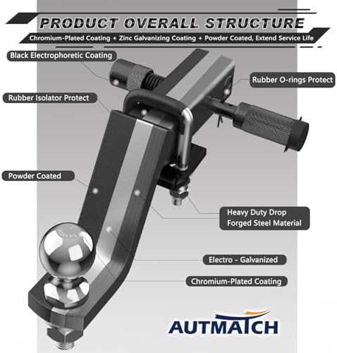AUTMATCH Trailer Hitch Ball Mount - Image 5
