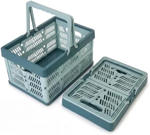 2-Pack Large Foldable Storage Crates, 33.7L PP Collapsible Bins Blue by Unknown