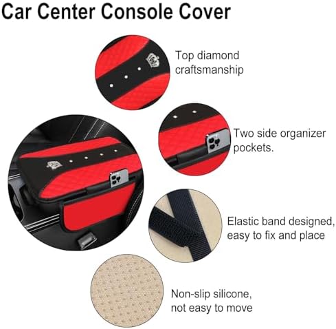 NBTEPEM 6 PCS Bling Red Car Accessories Set, Leather Red Steering Wheel Covers - Image 4