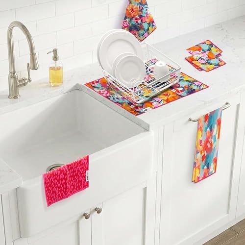 Ritz 6-Piece Meadows & Dots Microfiber Dish Cloth Set – Vibrant Watercolor - Image 5