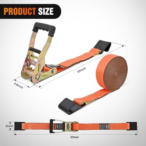 Nilight Flat Hook Ratchet Straps 10 Pack 2 in x 30 Ft Orange - Image 2