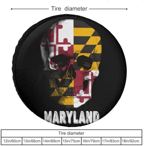 Skull Maryland Flag Tire Covers, Dust-Proof Weatherproof Wheel Covers Wheel - Image 3