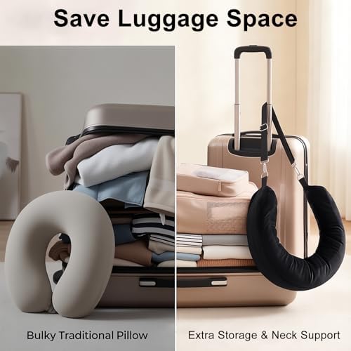 Stuffable Travel Neck Pillow, Fillable Clothes Storage - Image 3