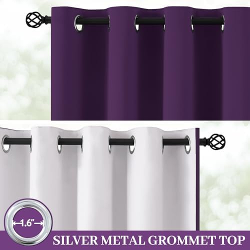 Yakamok Purple 100% Blackout Curtains 84 Inches Long - Image 2
