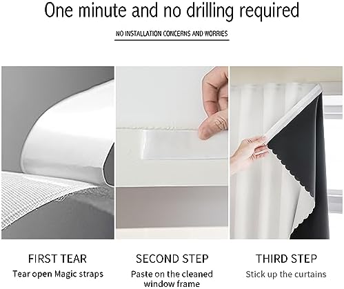 AJAZZ 100% Window Blinds Blackout Portable Blackout Curtains Adhesive Curtains - Image 3