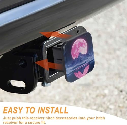 2 Inch Pink Moon Snowy Mountain Trailer Hitch Cover Rubber Receiver Tube Plug - Image 4
