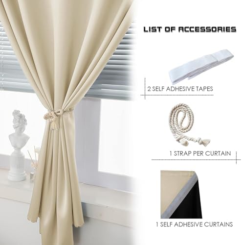 AJAZZ 100% Blackout Stick Curtain Portable Black Out Curtains Adhesive Curtains - Image 6