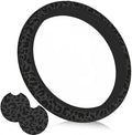 Black Leopard Print Steering Wheel Cover 15In + 2 Cheetah Car Coasters by Unknown