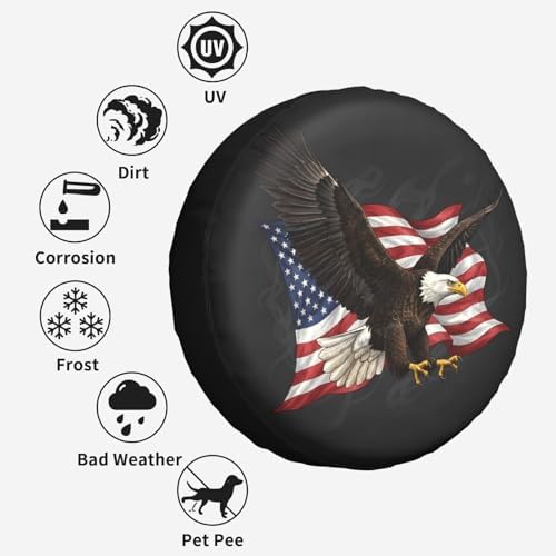 American Flag Eagle Spare Tire Cover SUV Trailer Truck RV 15 Inch - Image 6