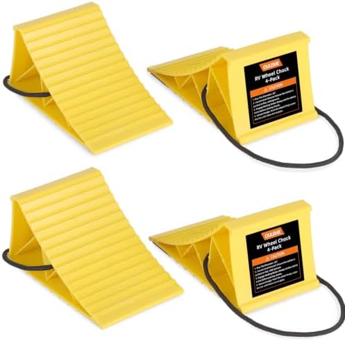 OULEME Wheel Chocks with Rope, 4 Pack Non-Slip Wheel Stoppers, Wheel Chocks by OULEME