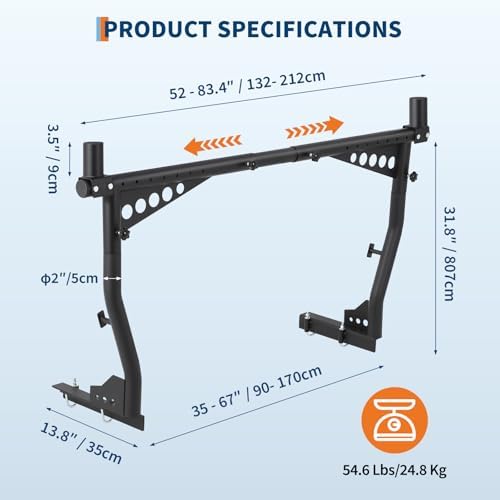 Adjustable Steel Truck Ladder Rack, 1000 Lbs Capacity, Pick-Up Truck Bed Ladder - Image 3
