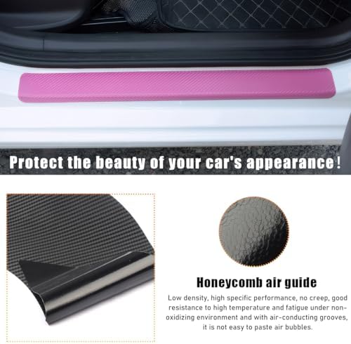 Ohleats 4 PCS Car Door Sill Protectors, Anti Scratch Carbon Fiber Auto - Image 5