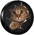 Spare Tire Covers for Trailers, Funny Cute Cat in Hole Wheel Protectors by FalePrint