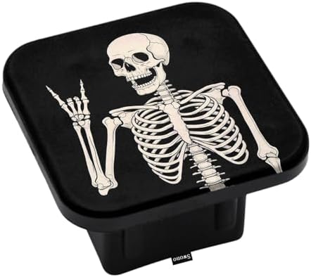 Swono Human Skeleton Receiver Hitch Cover Cute Skeleton Skull Posing Rock Music by Swono