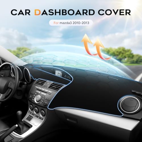 Cartist Black Dash Cover for 2010-2013 Mazda 3 Dashboard Cover Mat - Image 3