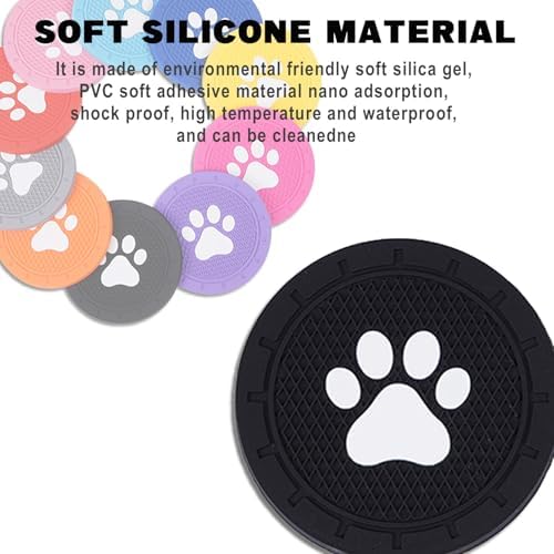 4 Pack Car Cup Holder Coasters, Dog Paw Insert Car Cup Coaster, 2.75 Inch Anti - Image 6