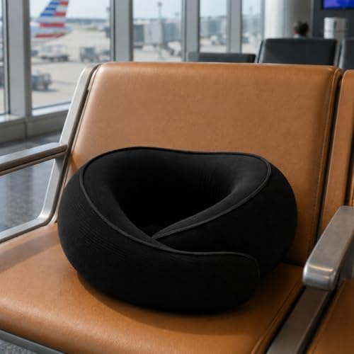 FlyHugz® Neck Travel Pillow Memory Foam Neck Pillow, Midnight Black - Image 6