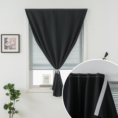 Blackout Curtains with Self Adhesive Tape No Rod No Drill Easy Install Window - Image 6