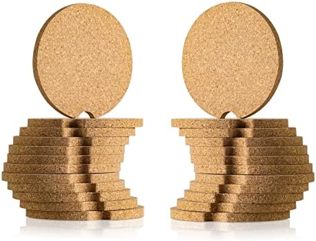 24 Pcs Car Coasters Cup Holder Insert Coaster, Absorbent Cork Bar Coaster by Qeedy