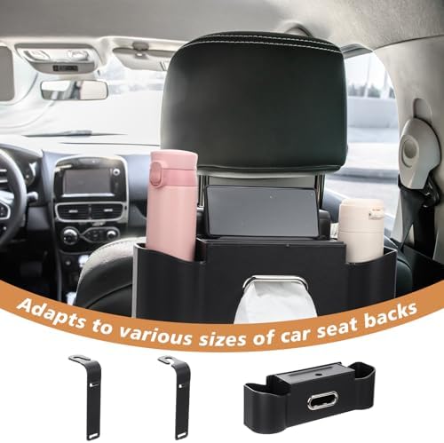 LemonRoad 2 Pack Car Seat Back Storage Box, Tissue 2 Cup Holders - Image 5