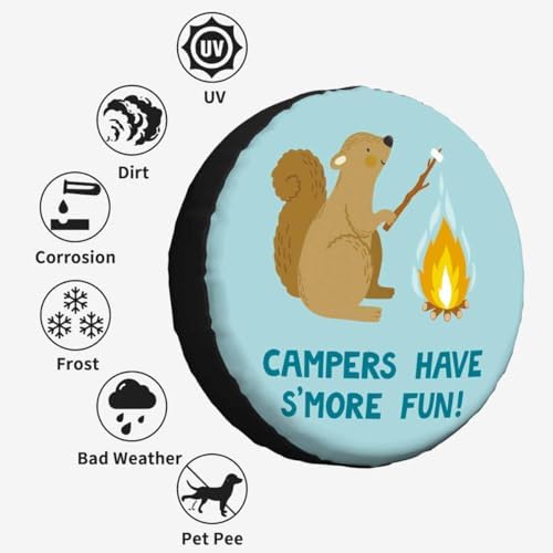 Campers Theme Spare Tire Cover for RV Trailer Squirrel Cute Smiling Squirrel - Image 4