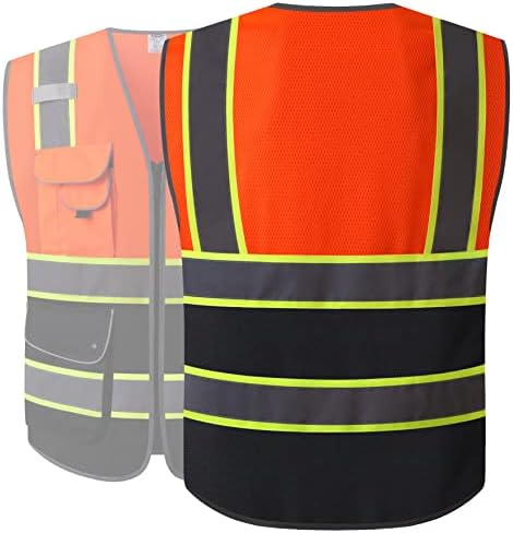 JKSafety Safety Vest for Men Women Reflective Hi Vis JK100 OBlack 4XL - Image 5