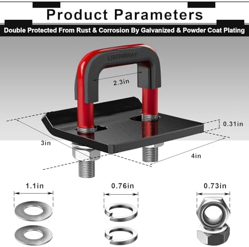 Hitch Tightener for 1.25" and 2" Hitches LIBERRWAY U-Shaped Iron Hitch - Image 5