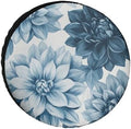 Heavy Duty Spare Tire Cover Blue and Grey Dahlia Flower Wheel Tire Covers by HighonHi