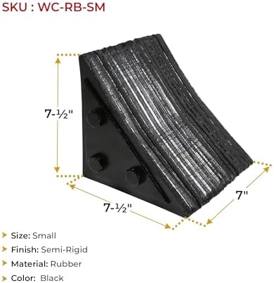 Mytee Products 4 Pack 7" x7-1/2 x7-1/2 Small Laminated Rubber Wheel Chock - Image 6