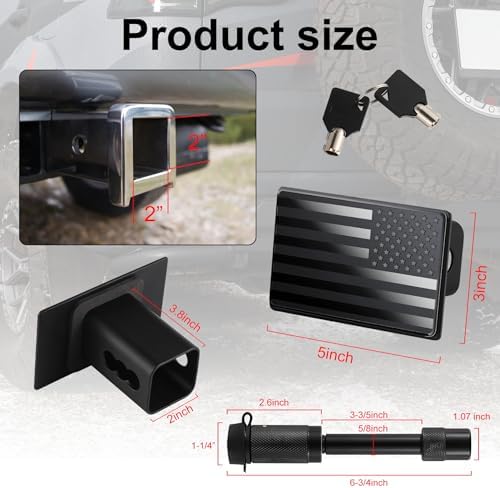 SINGARO Tow Hitch Cover, Heavy American Flag Metal Trailer Hitch Cover - Image 2