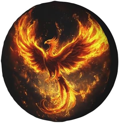 KiuLoam Fire Phoenix Spare Tire Cover Polyester Universal Sunscreen Waterproof by KiuLoam