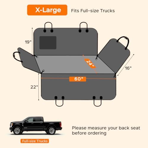 URPOWER XL Dog Seat Cover for Full-Size Trucks, 100% Waterproof Hammock - Image 6