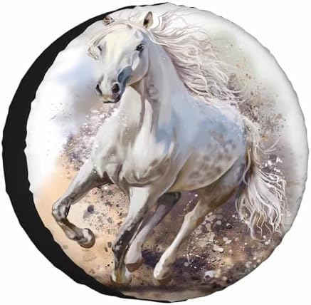 The White Horse Gallops Spare Tire Cover Running Hard Wheel Covers by NOMEDOGYIM