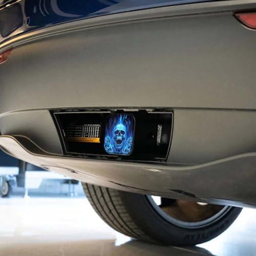 Swono Skulls Hitch Covers 2 Inch, Evil Smoke Skull Blue Fire Skeleton Ghosts - Image 4