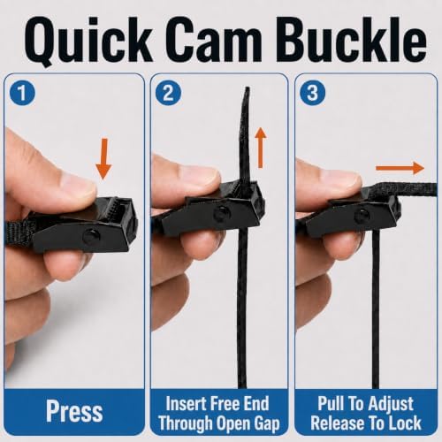 2 Pack Lashing Straps with Buckles, 59 in Cam Buckle Tie Down Straps - Image 2