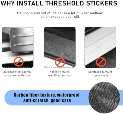 povtii 4 PCS Car Door Sill Protector, Anti-Scratch 3D Carbon Fiber Textured - Image 6