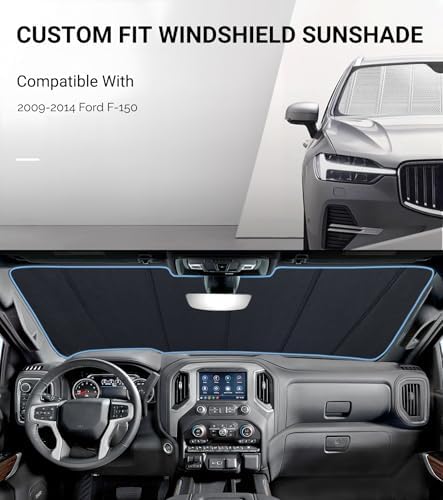 Pigenius Windshield Sun Shade for Ford F150 2009-2014. Full Coverage Rearview - Image 2